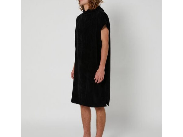 Surfing pool, hooded beach robe, towel