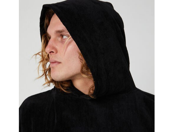 Surfing pool, hooded beach robe, towel