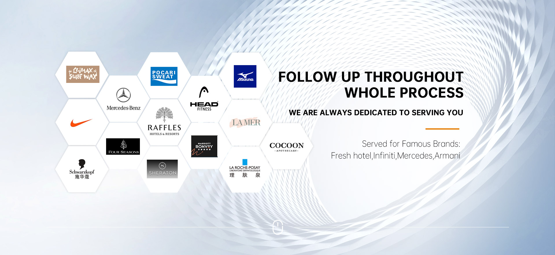 Served for Famous Brands: Fresh hotel,Infiniti